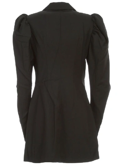 Shop Rotate Birger Christensen Carol Plain Dress L/s Single Breasted In Pirate Black
