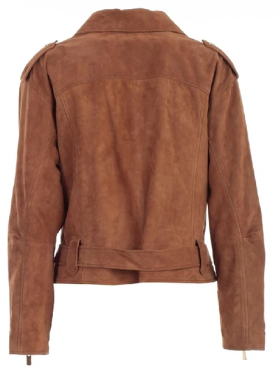 Shop Arma Jacket Leather Suede In Cigar