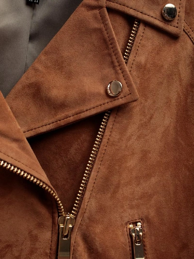 Shop Arma Jacket Leather Suede In Cigar