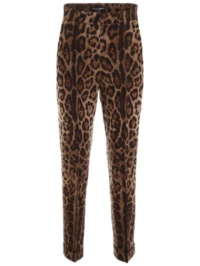 Shop Dolce & Gabbana Leopard-printed Trousers In Leo New (beige)