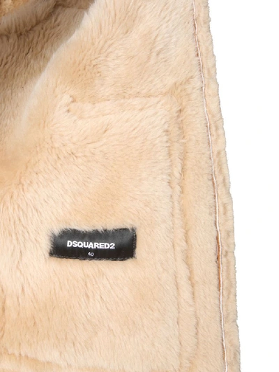 Shop Dsquared2 Sheepskin Jacket With Pockets In Beige