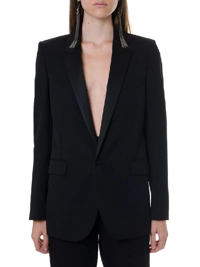 Shop Saint Laurent Black Wool Single Breast Jacket