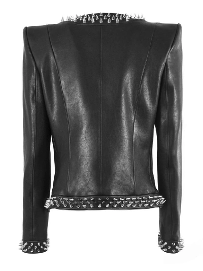 Shop Balmain Black And Silver Viscose Suit Jacket In Nero