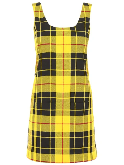 Shop Rokh Tartan Dress In Yellow (yellow)