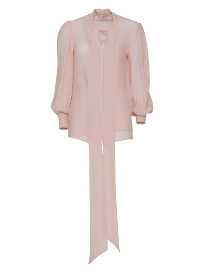 Shop Givenchy Blouse In Silk With Ascot Tie In Blush In Cipria