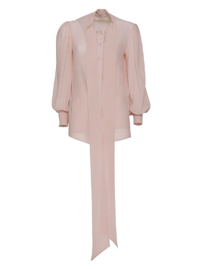 Shop Givenchy Blouse In Silk With Ascot Tie In Blush In Cipria
