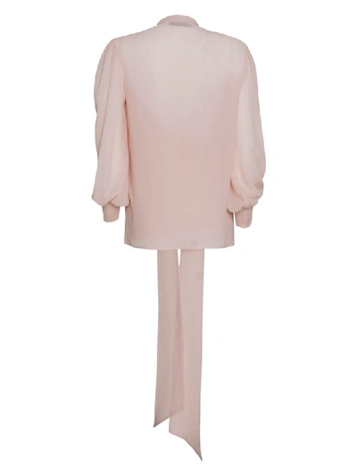 Shop Givenchy Blouse In Silk With Ascot Tie In Blush In Cipria