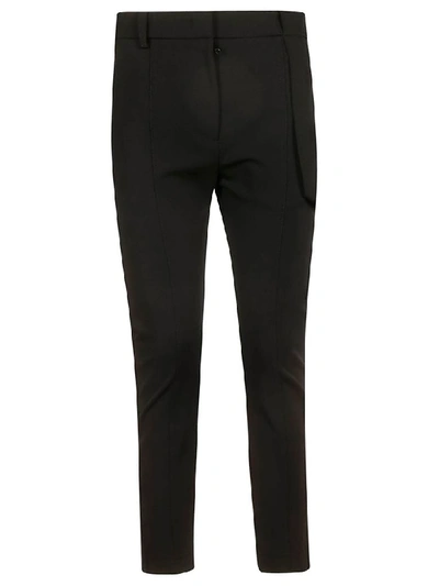 Shop Burberry Strap Detail Trousers In Black