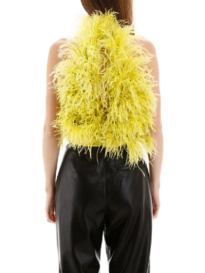 Shop Attico Marabou Top In Lime (yellow)