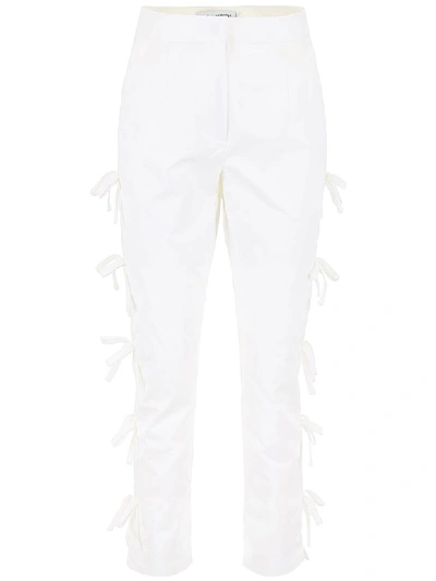 Shop Self-portrait Taffetà Trousers In Ivory (white)