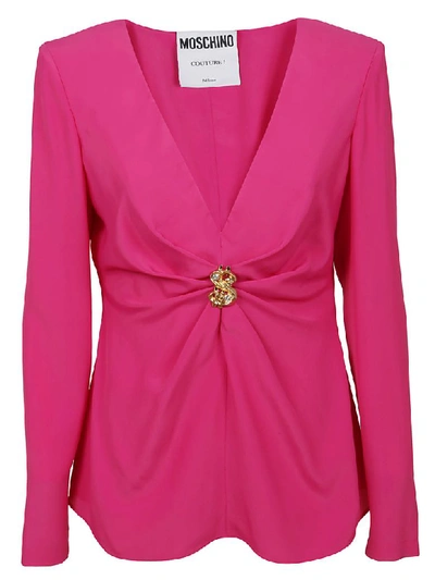 Shop Moschino Pink Technical Fabric Blouse
