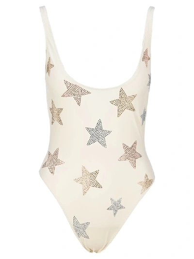 Shop Stella Mccartney One-piece Swimsuit With Stars In Ivory