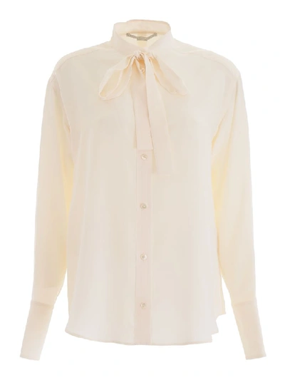 Shop Stella Mccartney Bow Shirt In Natural (beige)