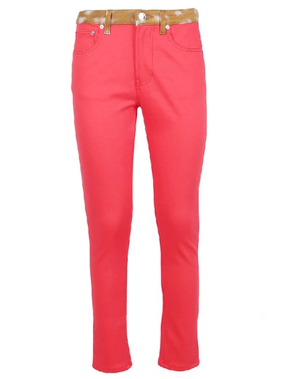 Shop Burberry Pants In Bright Red