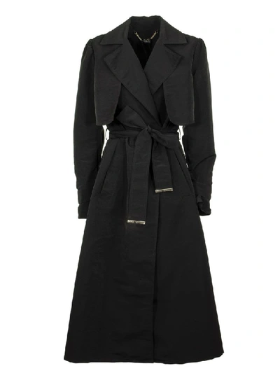 Shop Elisabetta Franchi Celyn B. Dust Coat With Belt In Black