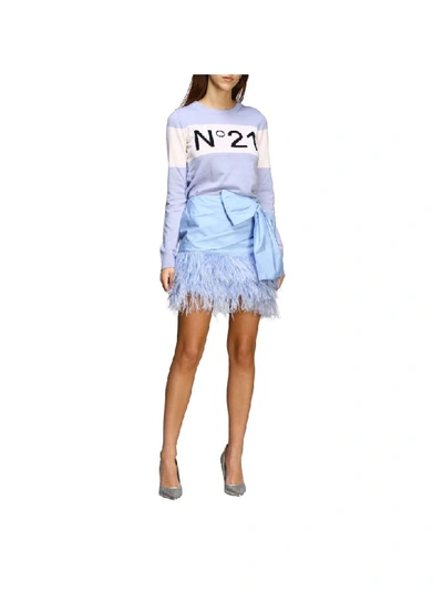 Shop N°21 N° 21 Sweater N &deg; 21 Crew Neck Sweater With Logo In Gnawed Blue