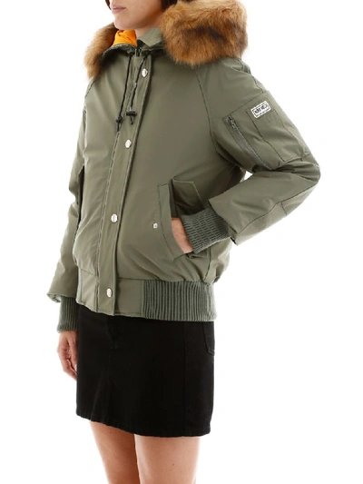 Shop Kenzo Padded Bomber Jacket In Taupe Khaki (khaki)