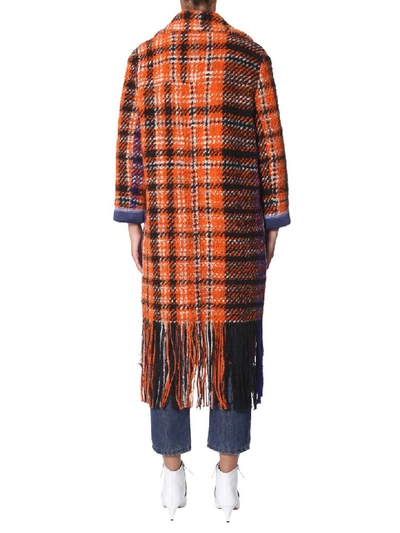 Shop Marni Coat With Fringes In Arancione