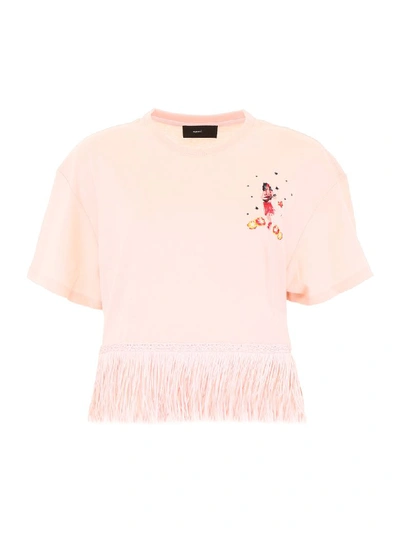 Shop Alanui Fringed Hawaiian T-shirt In Pink Multi (pink)