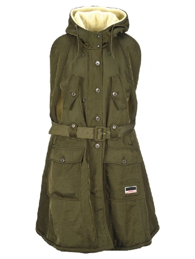 Shop Miu Miu Trench Style Cape In Military Green