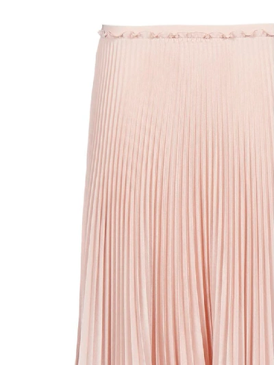 Shop Red Valentino Pleated With Point Desprit Skirt In Nudo