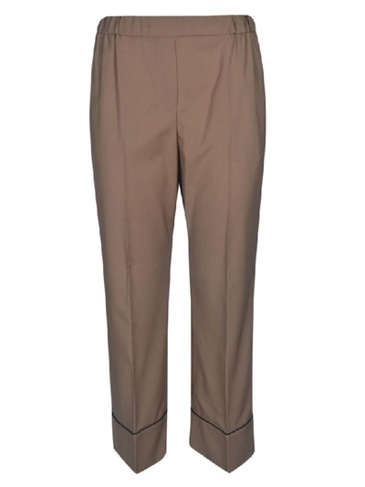 Shop N°21 Elastic Straight Trousers In Camel