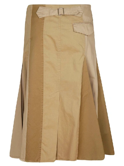 Shop Lanvin Pleated Skirt In Beige