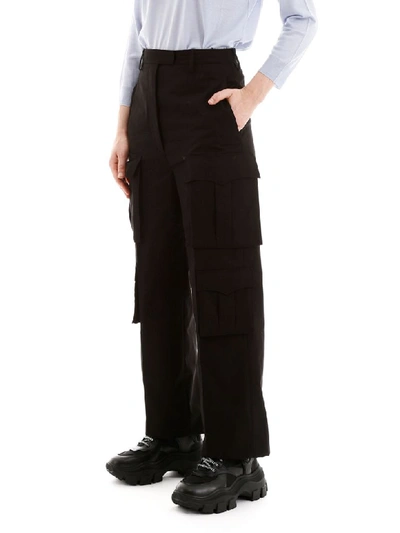 Shop Prada Cargo Trousers In Nero (black)