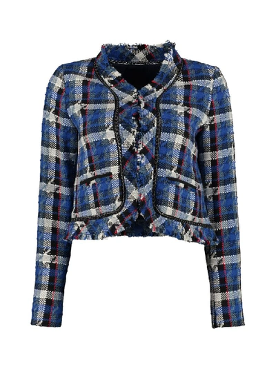 Shop Pinko Rimanere Tweed Jacket In Blue