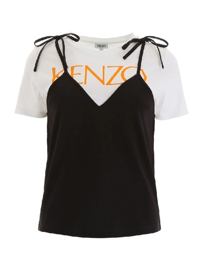 Shop Kenzo Logo T-shirt With Top In Noir (white)