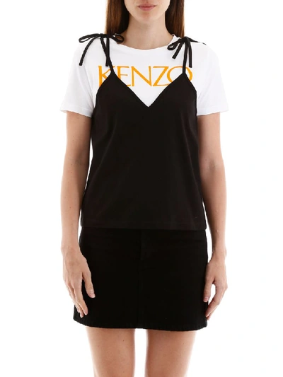 Shop Kenzo Logo T-shirt With Top In Noir (white)