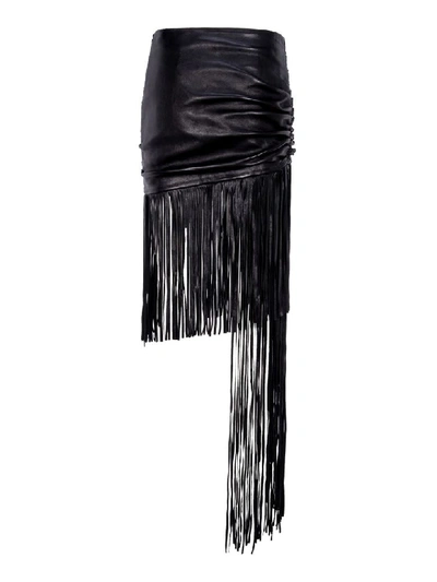 Shop Magda Butrym Asymmetric Fringed Skirt In Black