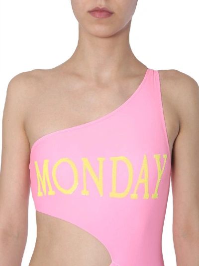 Shop Alberta Ferretti One-shoulder Swimsuit In Rosa