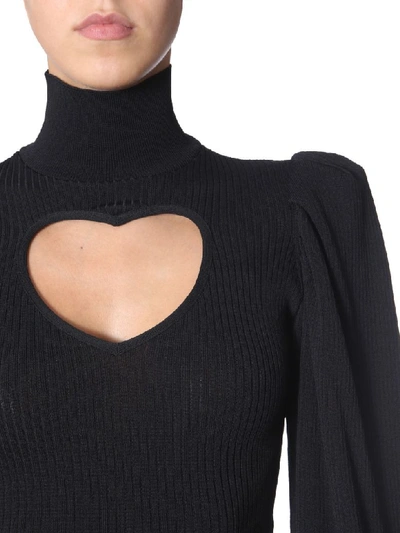 Shop Msgm Sweater With Cut-out Heart In Nero