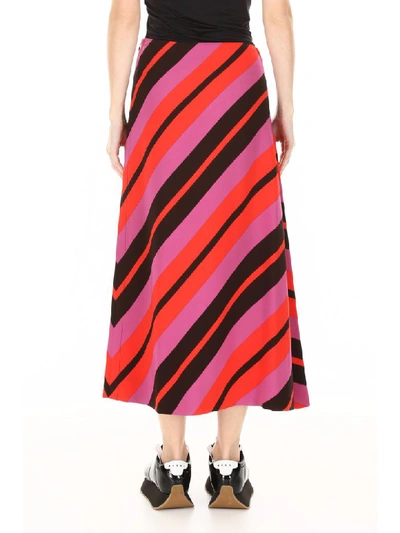 Shop Marni Striped Midi Skirt In Red (fuchsia)