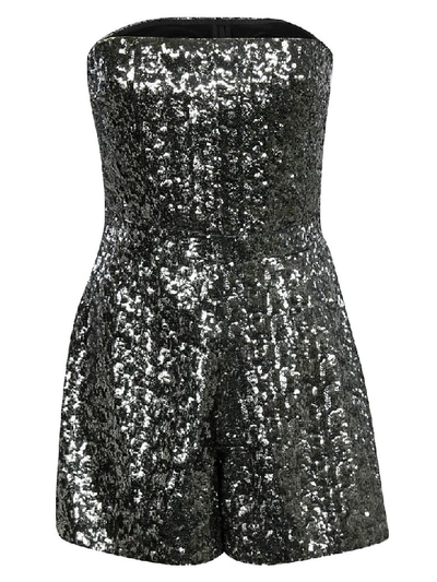 Shop Alexis Strapless Playsuit In Silver
