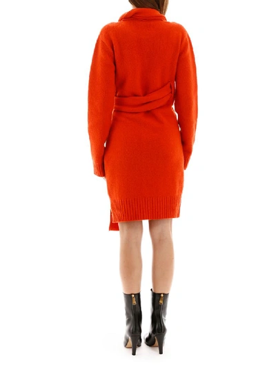 Shop Bottega Veneta Knot Dress In Bright Orange (orange)