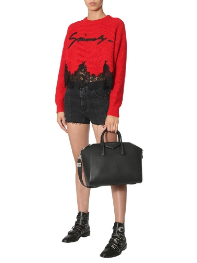 Shop Givenchy Crew Neck Knit In Rosso