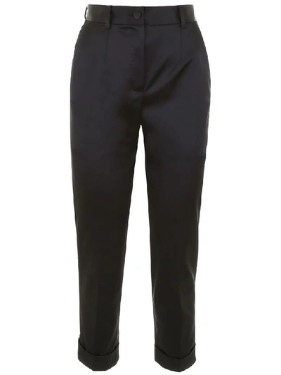Shop Dolce & Gabbana Satin Trousers In Nero (black)