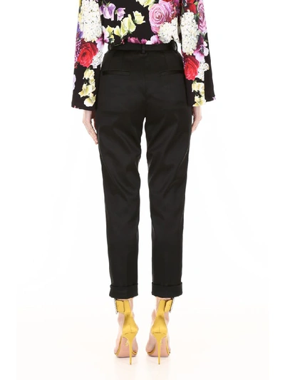 Shop Dolce & Gabbana Satin Trousers In Nero (black)