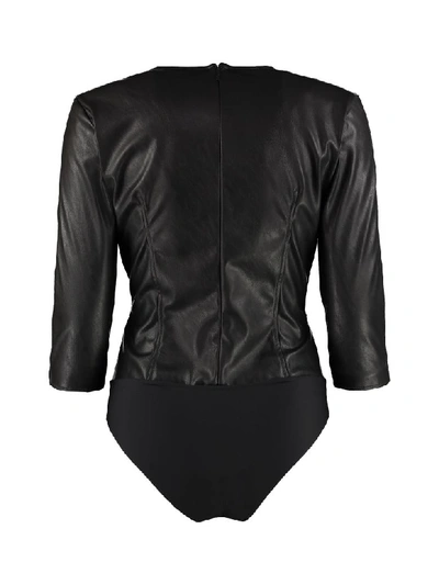 Shop Pinko Tutelare Faux Leather Body-shirt In Black