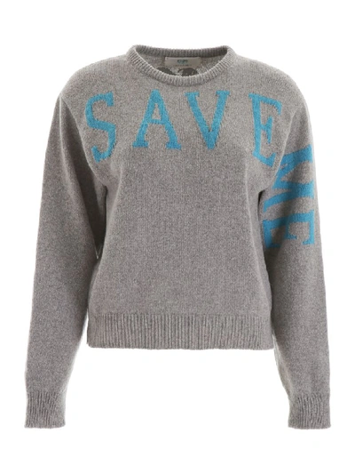 Shop Alberta Ferretti Save Me Pullover In Grey Light Blue (grey)