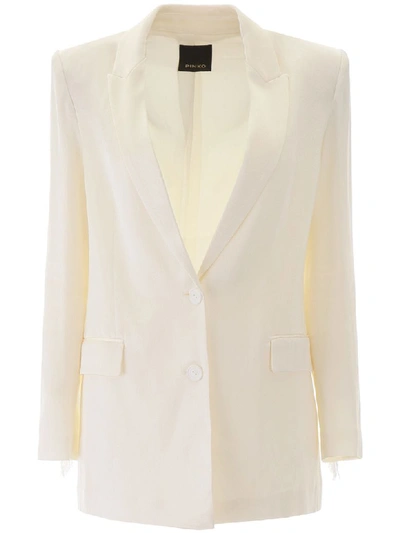 Shop Pinko Fringed Blazer In White (white)