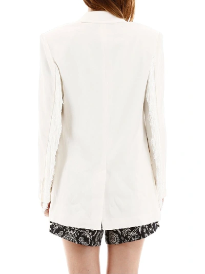 Shop Pinko Fringed Blazer In White (white)