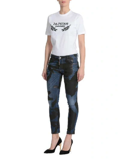 Shop Dsquared2 Runway Straight Cropped Jean In Blue