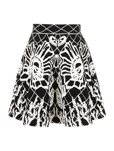 Shop Alexander Mcqueen Jacquard Skirt In Black Ivory (white)