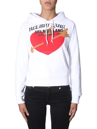 Shop Helmut Lang Hooded Sweatshirt In Bianco
