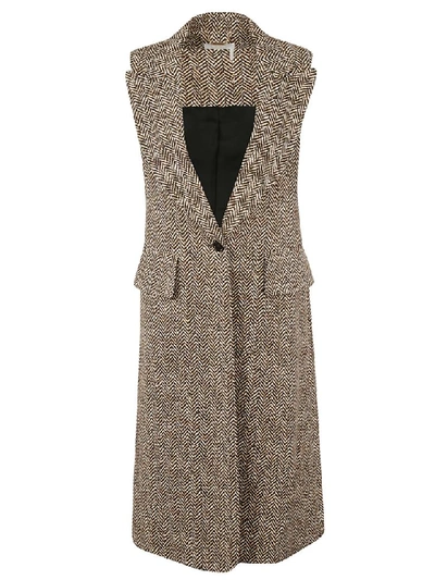 Shop Chloé Sleeveless Coat In Brown/beige