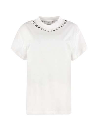 Shop Maison Margiela Logo Print Cotton T-shirt In Bianco