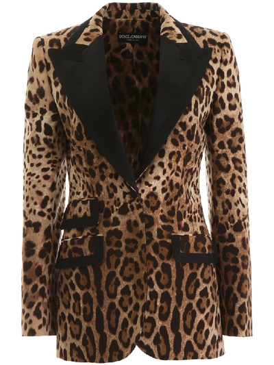 Shop Dolce & Gabbana Leopard Print Blazer In Leo New (brown)
